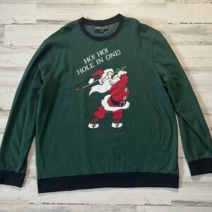 Men’s Ugly Christmas Fleece Holiday Sweater with Golfing Santa Size XL
